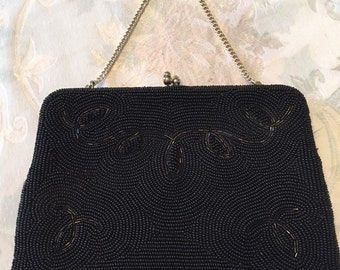 Black Beaded Evening Bag