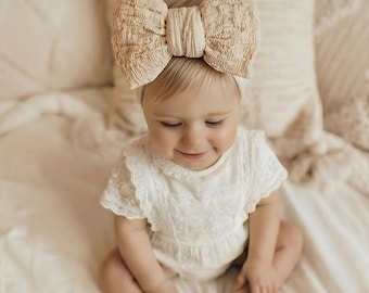 Diadema para bebé, lazo para el pelo, diadema con lazo para recién nacido, regalo para baby shower, accesorio de fotografía para niña, diadema bonita, diadema con lazo arrugado