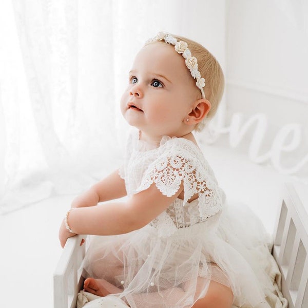 Girls Photography Prop, Girls Lace Romper, Sitter Outfit, White Lace Romper, Embroidered Lace Romper, Baby Clothing, Charlotte Lace Romper