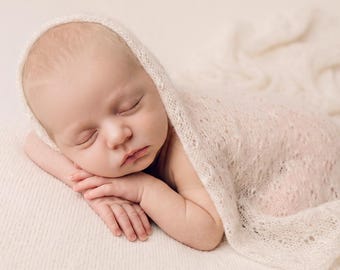 Mohair Merino Newborn Wrap, Heirloom Knit Baby Wrap, Newborn Photography Prop, Luxury Stretch Wrap, Baby Photo Prop