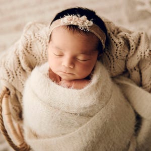 Newborn Photography Prop, Newborn Wrap, Newborn Photography, Soft Stretchy Baby Wrap, Newborn Photo Wrap, Ultimate Cashmere Wraps Ivory image 1