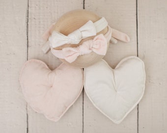 Newborn Photography Prop, Velvet Heart Posing Pillow, Newborn Pillow, Heart Pillow Set, Newborn Posing Prop, Heart Cushion and Headband Set