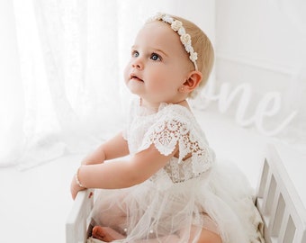 Girls Photography Prop, Girls Lace Romper, Sitter Outfit, White Lace Romper, Embroidered Lace Romper, Baby Clothing, Charlotte Lace Romper