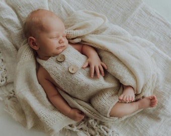 Newborn Photography Prop, Knitted Overalls, Baby Overalls, Newborn Photography Outfit, Boys Photography Outfit, Billie Mohair Overalls