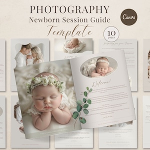 Newborn Session Prep Guide for Canva, 10 page Newborn Photography Session Template, Canva Digital Photography, Canva Newborn Session Guide