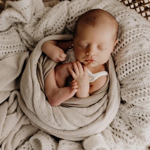 Newborn Photography Prop, Newborn Posing Blanket, Knitted Baby Blanket, Photography Prop, Baby Shower Gift, Fawn Vintage Crochet Blanket