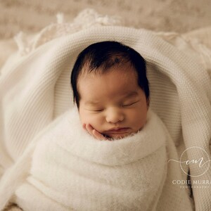 Newborn Photography Prop, Newborn Wrap, Newborn Photography, Soft Stretchy Baby Wrap, Newborn Photo Wrap, Ultimate Cashmere Wraps Ivory image 5