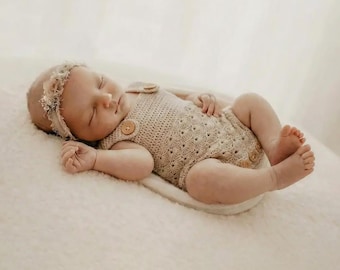 Conjunto para recién nacido, Conjunto para niña, Conjunto de punto para recién nacido, Regalo para baby shower, Conjunto para volver a casa, Accesorio de fotografía, Pelele Folk Whispers Fawn