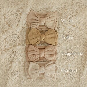 Baby Bow Headband, Boho Baby Headband, Newborn Bow Headband, Newborn Photography Prop, Stretch Baby Headband, Boho Fabric Bow image 6