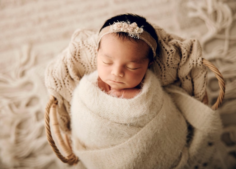 Newborn Photography Prop, Newborn Wrap, Newborn Photography, Soft Stretchy Baby Wrap, Newborn Photo Wrap, Ultimate Cashmere Wraps Ivory image 1