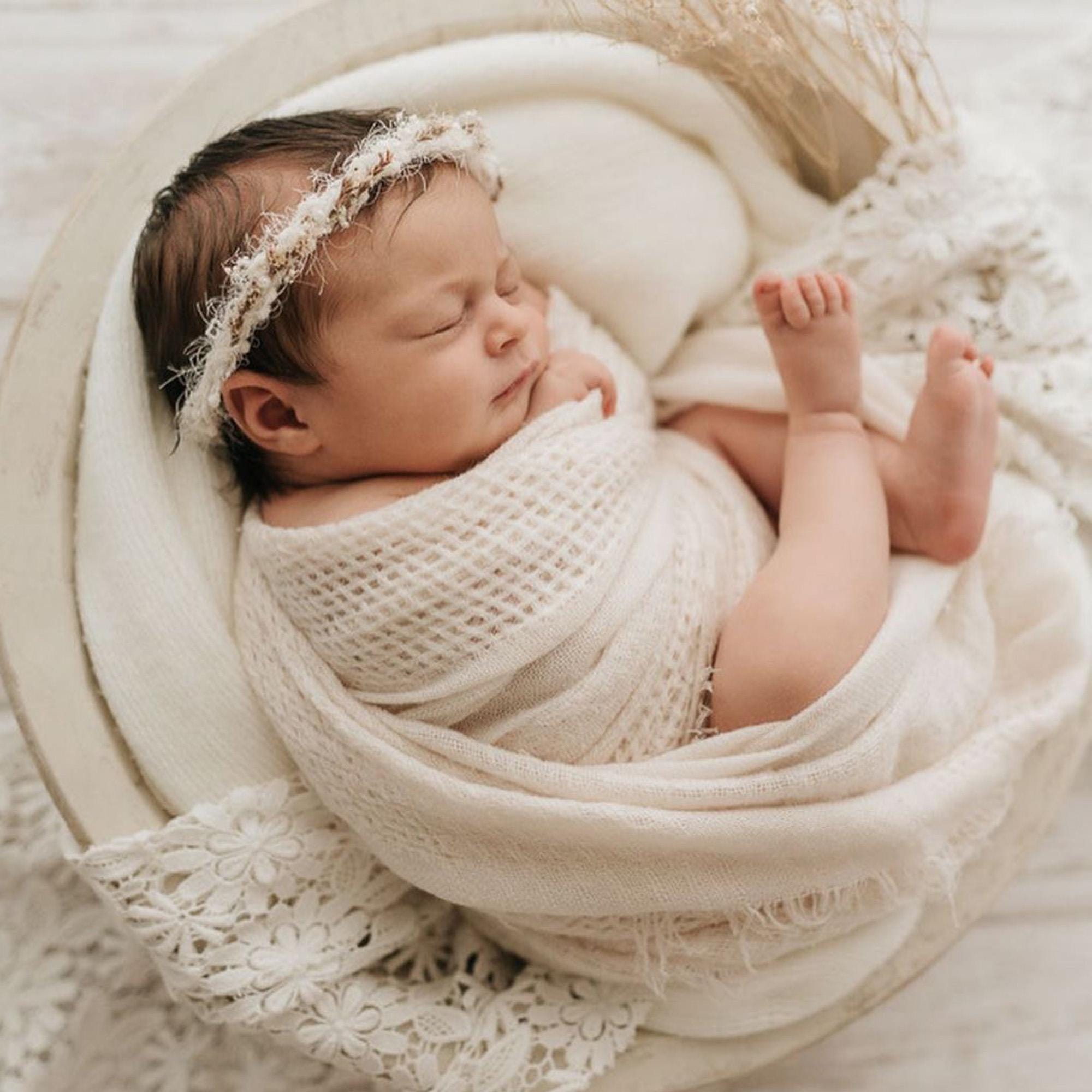 Newborn Photography Prop, Newborn Wrap, Soft Newborn Wrap, Baby Shower Gift, Newborn Photo Props, Newborn Swaddle, Cream Fringed Woven Wraps