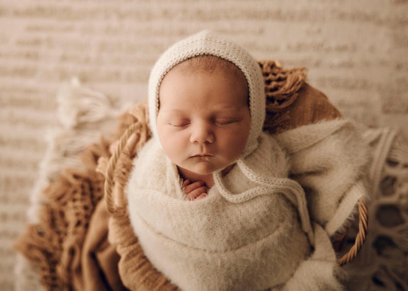 Newborn Photography Prop, Newborn Wrap, Newborn Photography, Soft Stretchy Baby Wrap, Newborn Photo Wrap, Ultimate Cashmere Wraps Ivory image 6