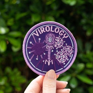 アデノウイルス、バクテリオファージ、インフルエンザウイルスのウイルス学パッチ – 3.5インチの刺繍入り縫い付けバッジ
