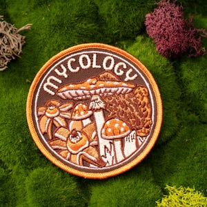 Parche de hongos micológicos: Estrella de la Tierra, Morilla y Bordado de Amanitas (Diámetro de 8,9 cm)