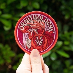 Ornithology Patch: Embroidered Hornbill, Owl, Bird-of-Paradise Sew-On Badge
