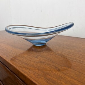 Mid century modern vintage 1950s Holmegaard Glass Selandia Low Bowl by Per Lutken image 6