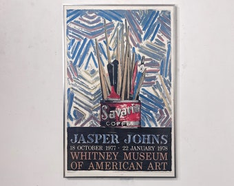 Framed vintage 1977 Jasper Johns Savarin Cans-Monotype 45.5 x 29.5 Poster exhibition art poster