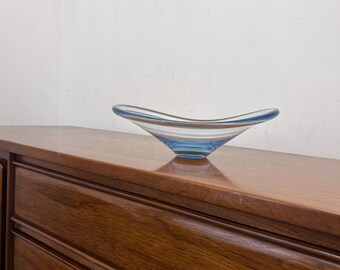 Mid century modern vintage 1950’s Holmegaard Glass Selandia Low Bowl by Per Lutken