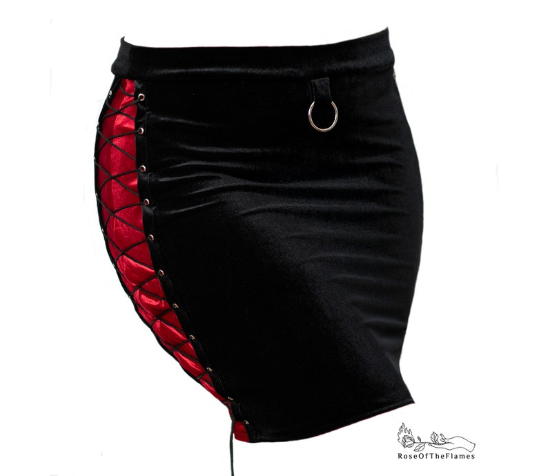 Velvet Gothic Skirt: Punk Rockabilly Corset Pencil Skirt image 1