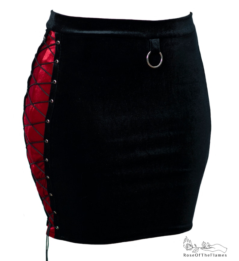 Velvet Gothic Skirt: Punk Rockabilly Corset Pencil Skirt image 2