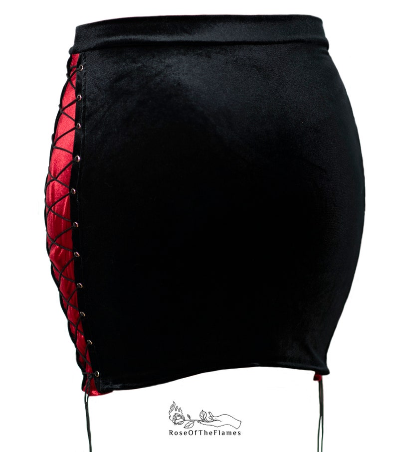 Velvet Gothic Skirt: Punk Rockabilly Corset Pencil Skirt image 3