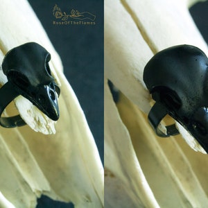 Crow black skull ring - pagan witch wicca goth gothic jewelry