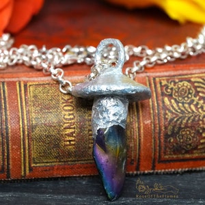 Mushroom crystal necklace jewelry