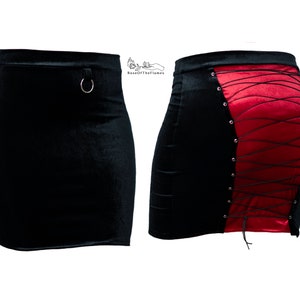 Falda gótica de terciopelo / Punk Rock Rockabilly / Falda corta rave / Ropa alternativa sexy de bondage
