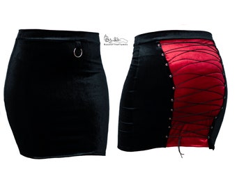 Velvet Gothic Goth Skirt | Punk Rock Rockabilly | Rave Short Skirt | Sexy Bondage Alternative Clothing