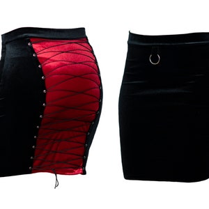 Falda lápiz de terciopelo estilo gótico, estilo punk rock, rockabilly, rave, sexy, bondage, ropa alternativa