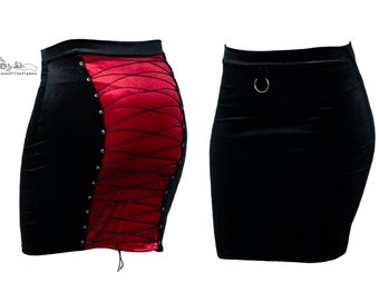 Pencil Velvet Gothic Goth Skirt | Punk Rock Rockabilly | Rave Sexy Bondage Alternative Clothing Skirt