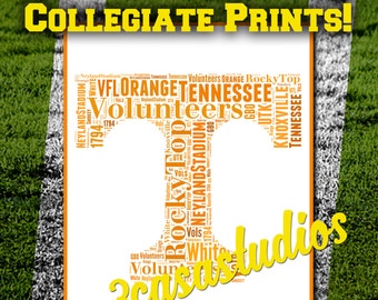 Collegiate Print- UT Knox/University of Tennessee: College Typographic, UTK Art, High School Grad Gift, HS Grad, College Grad