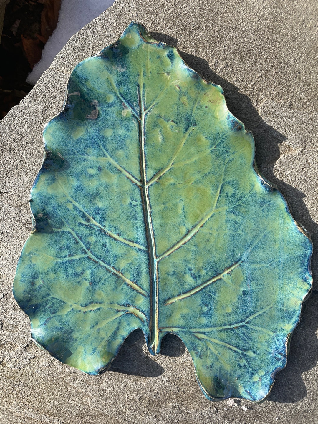 Large Leaf Plate Platter Pottery Ceramics Leaf Plate Platter Etsy