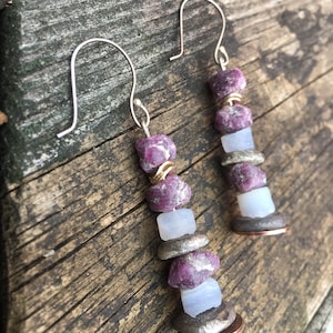 Raw Ruby Earrings, Sterling Silver Earrings, Raw Ruby, Chunky Earrings, Statement Jewelry, Statement Earrings