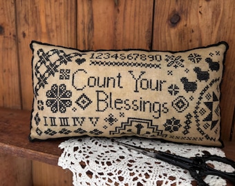 Patrón de punto de cruz "Cuenta tus bendiciones" (PDF)