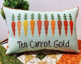 Ten Carrot Gold Cross Stitch Chart (PDF)