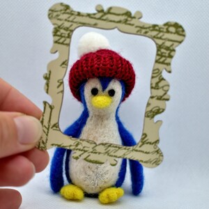 Needlefelted penguin figurine