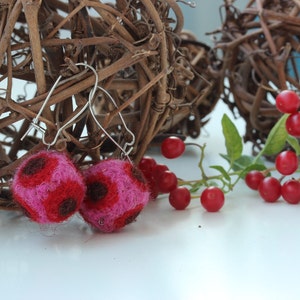 Felted pink earrings