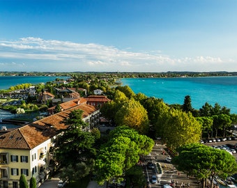 Sirmione overview photography print, Wall art print, Landscape photography print, Italian landscape decor, Travel decor, Lake Garda, Italy