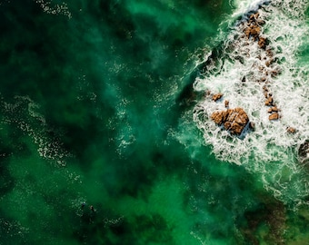 Aerial Ocean Print | Ericeira Portugal Wall Art | Atlantic Sea Waves Photography | Coastal Nature Decor