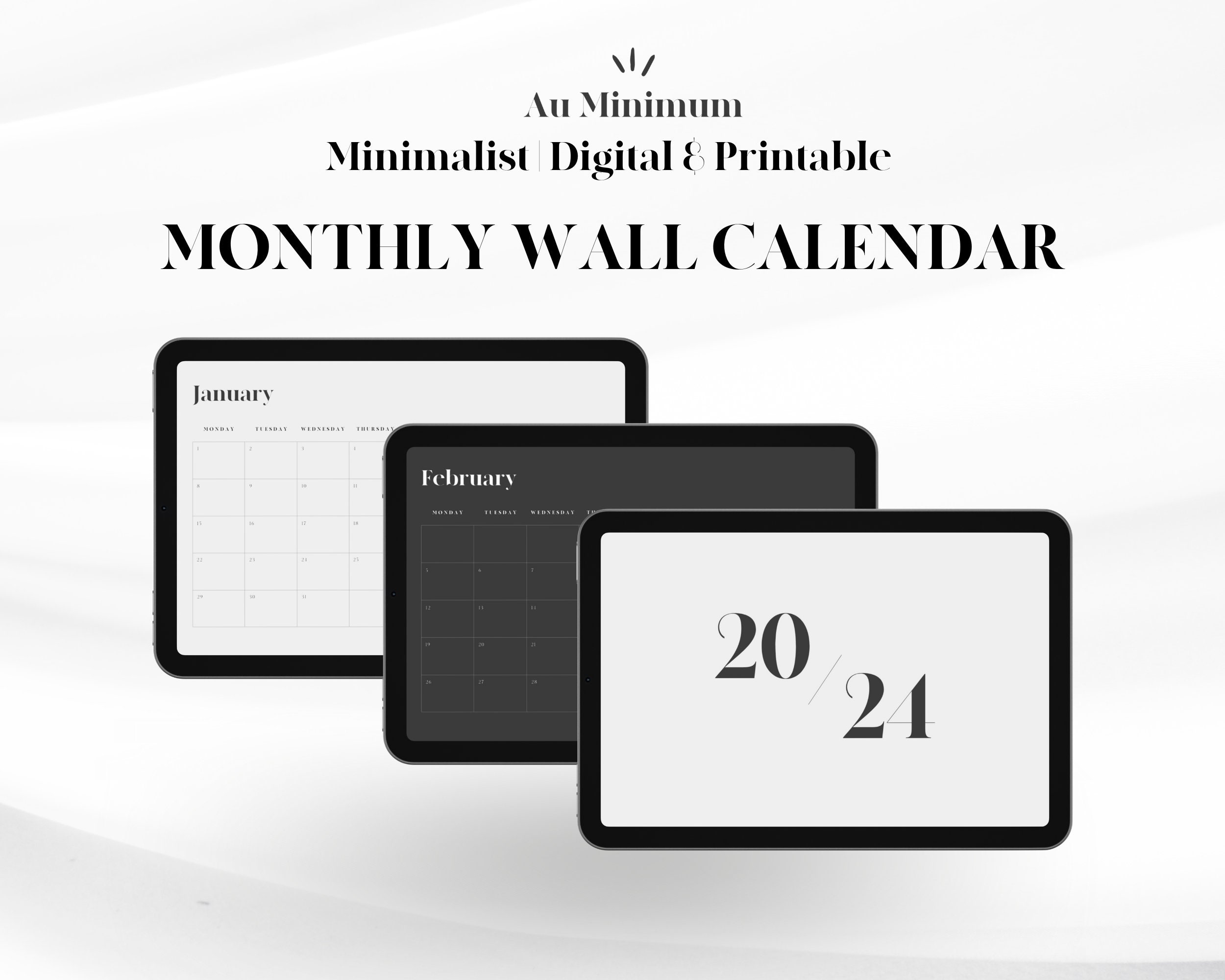 2024 Monthly Wall Calendar Printable Planner Minimalist Calendar