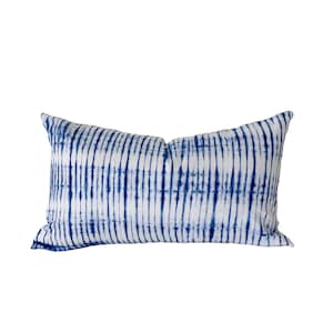 Blue and White Tie Dye African Yoruba Indigo Lumbar Pillow Cover // 12 x 20  No. 0289