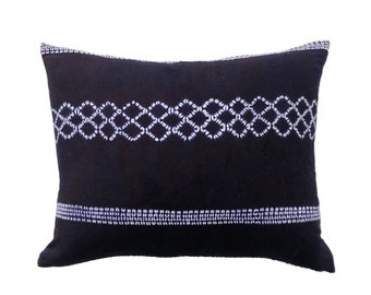 Dark Indigo Hmong Batik Tie Dye Lumbar Pillow Cover // 16 x 20  No. 0200