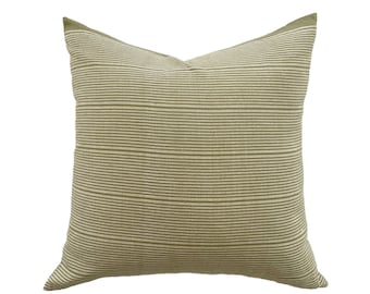 Olive Green Handwoven Chiangmai Stripe Pillow Cover // 20 x 20 // 22 x 22 //24 x 24  No. 0222