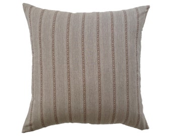 Chiangmai Tribal Sage Green Gray Pillow Cover with Brown Striped Pattern // 14 x 20 // 20 x 20 // 24 x 24  No. 0117
