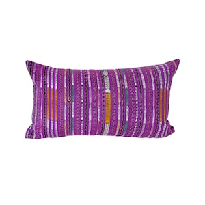 Handwoven Guatemalan Tribal Purple Multicolored Lumbar Pillow Cover // 12 x 20 // 12 x 24  No. 0294