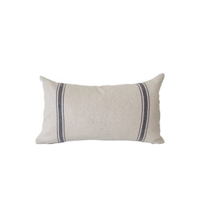 French Farmhouse Blue Striped Lumbar Pillow Cover // 14 x 20  No. 0152