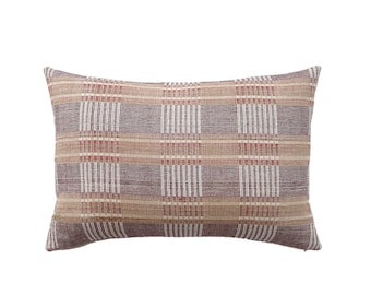 Chiangmai Tribal Handwoven Burgundy and Various Shades of Brown Lumbar Pillow Cover // 14 x 20 No. 0212