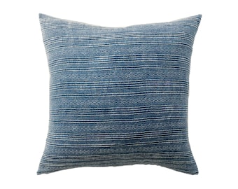 Indigo Striped Batik Pillow Cover, Tribal Fabric (18/20/22 inch)