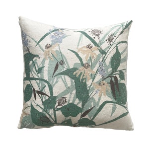 Vintage Deadstock Mid-Century Off-White Periwinkle Blue Floral Botanical Grandmillenial Pillow Cover // 18 x 18 // 22 x 22  No. 0254
